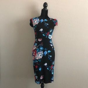 Betsey Johnson Floral Cap Sleeve Sheath Dress